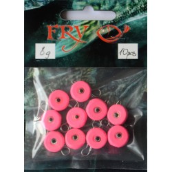 Вантаж вухатий для риболовлі, таблетка (ексцентрик) колір Silvereyes Pink, 10шт в уп., вага 8г